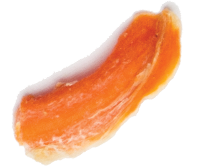 An orange piece of meat.