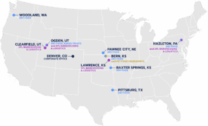US Map showing Alphia facilities locations.