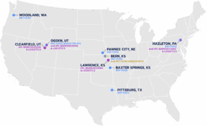 US Map showing Alphia facilities locations.
